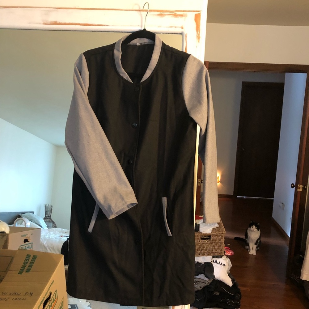 Stylish boutique grey blk blazer jacket